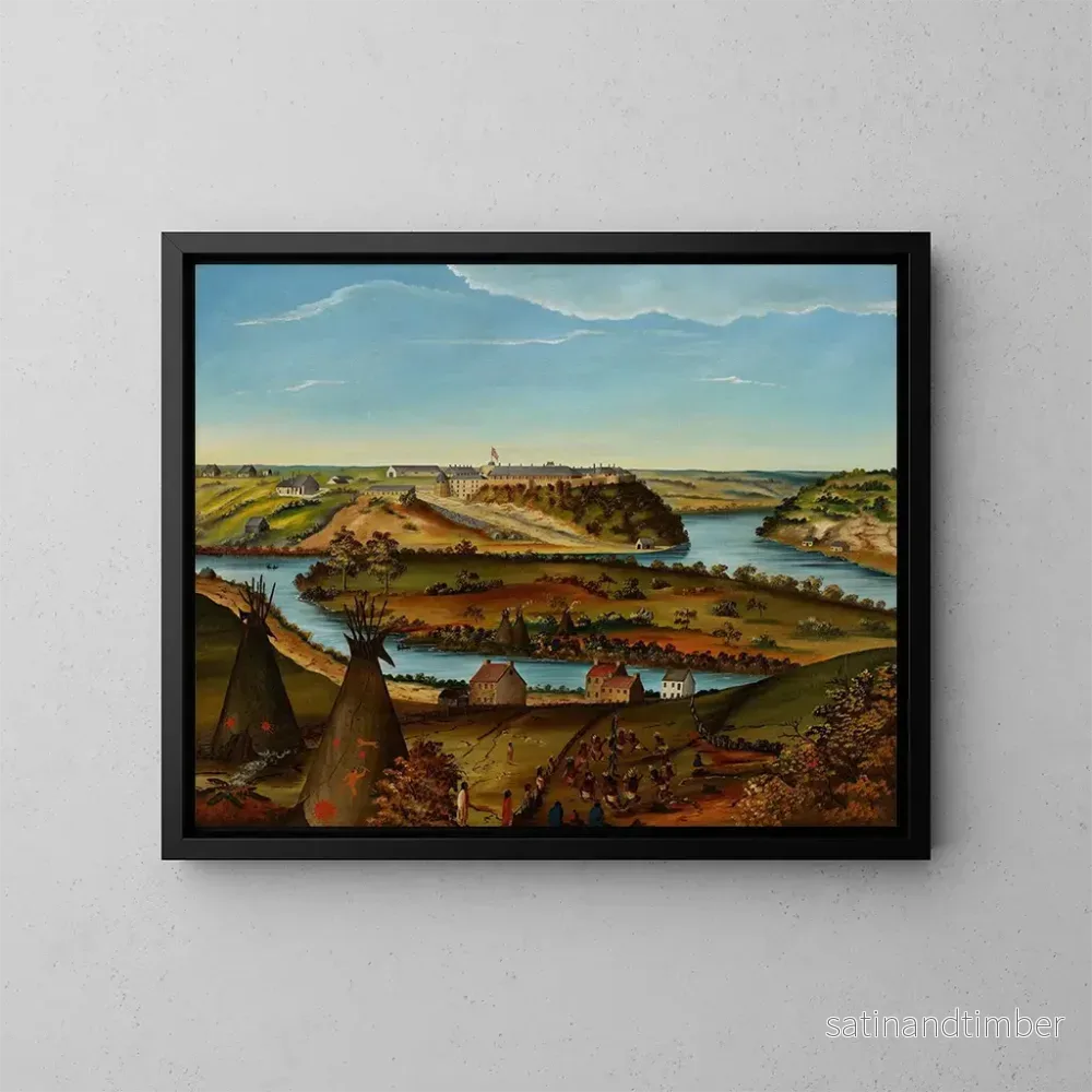 Reproduktion av målningen Vue du fort Snelling - Edward K Thomas