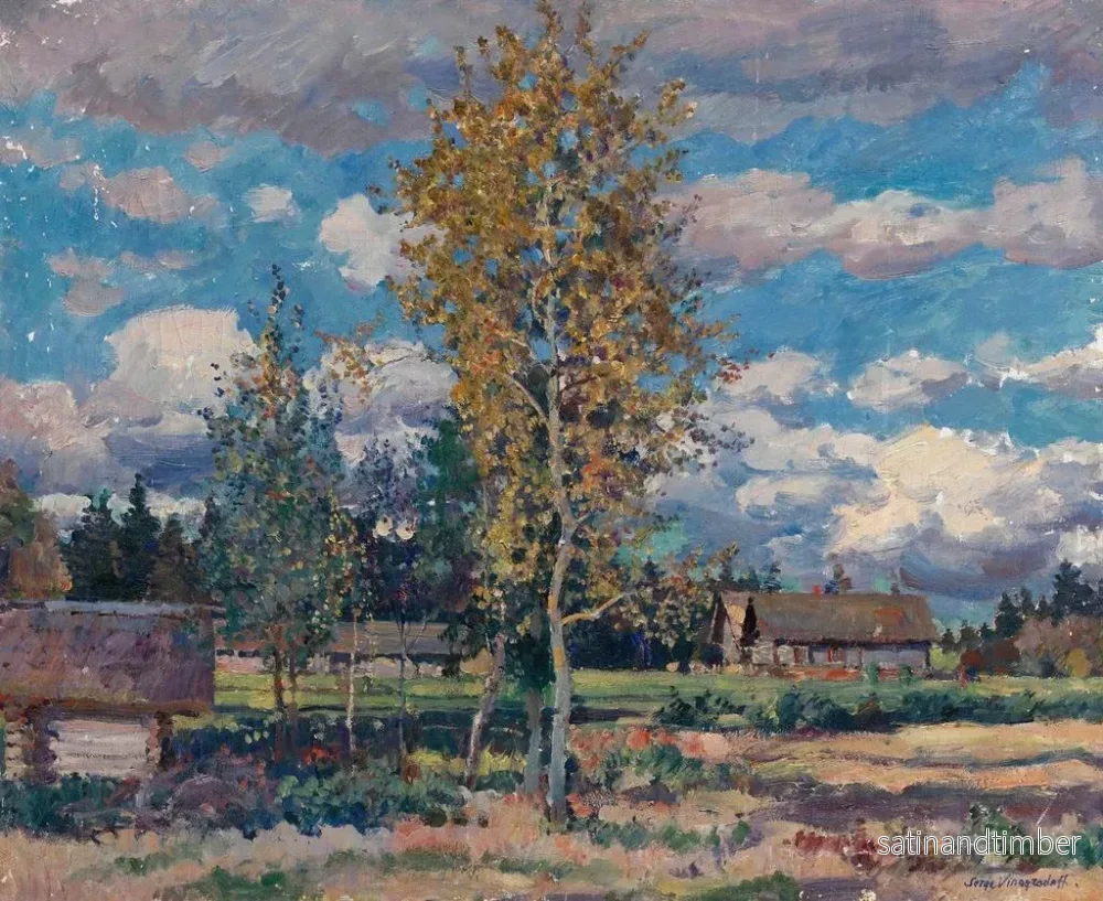 Reproduktion av målningen av Björkar en solig dag - Sergei Arsenevich Vinogradov - Bild 2