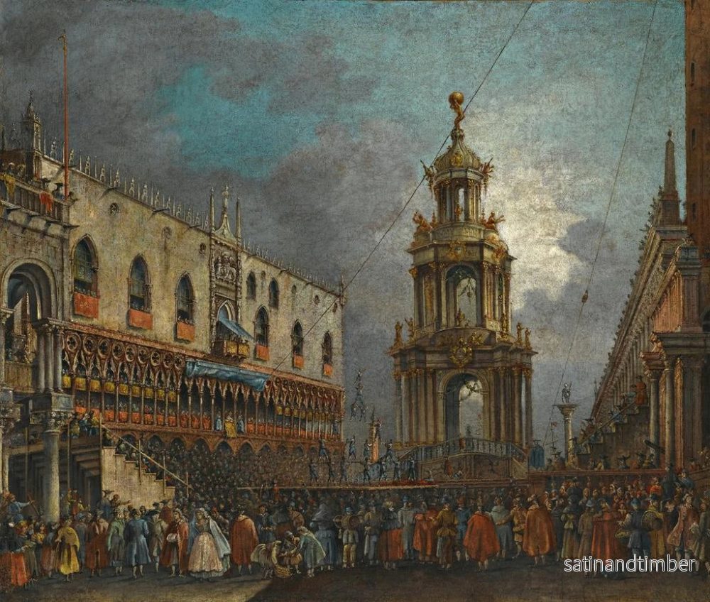 Reproduktion av målningen Venise, vy av Piazzetta under karnevalet - Francesco Zanin - Bild 2
