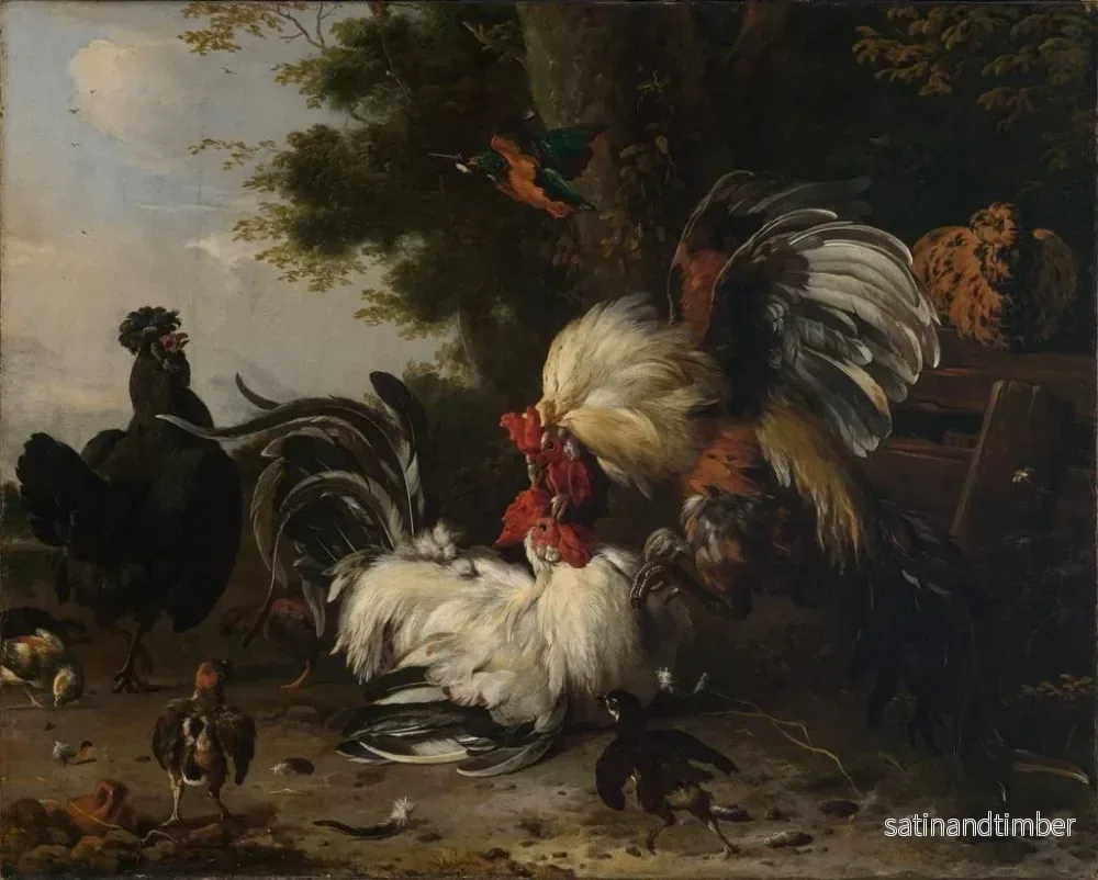 Reproduktion av målningen La guerre dans la cour des poules - Melchior de Hondecoeter - Bild 2
