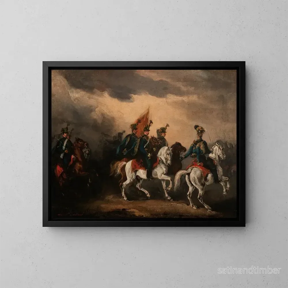 Reproduktion av målningen Hussards bleus - Piotr Michałowski