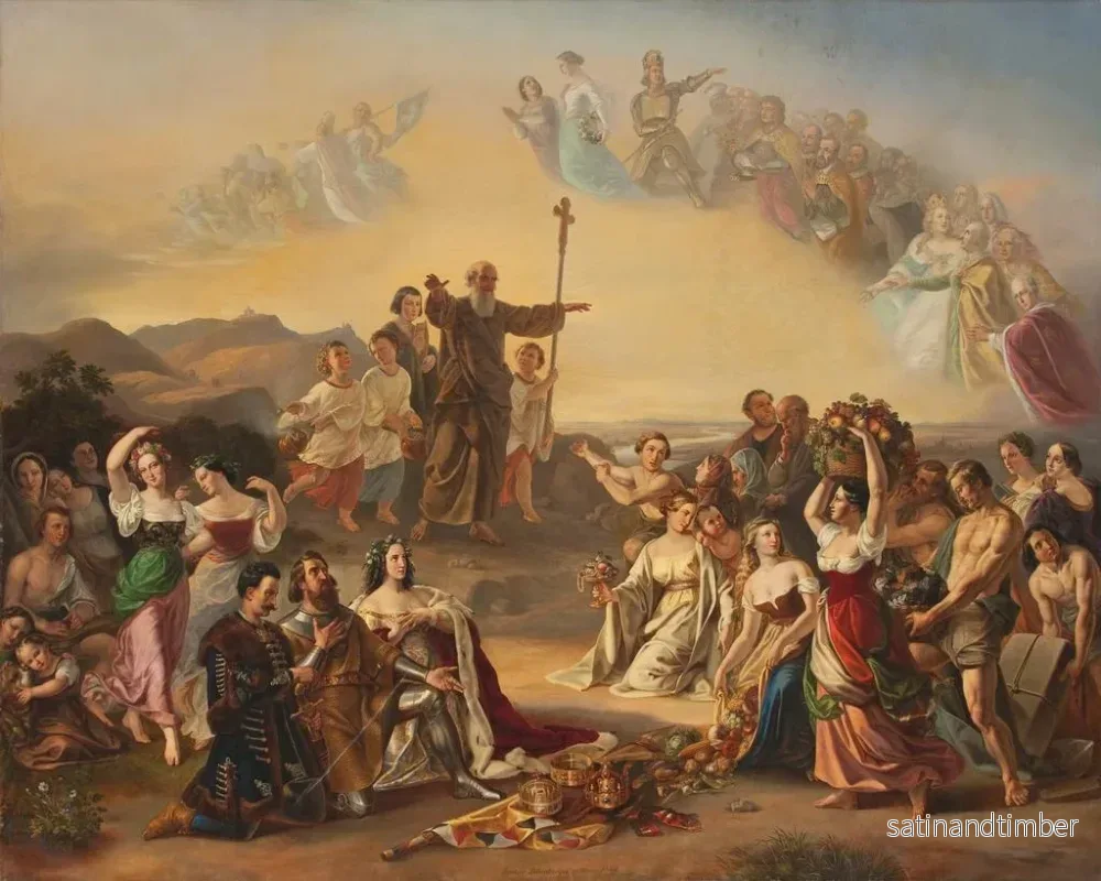 Reproduktion av målningen Saint Séverin välsignar Österrikes land - Gustav Dittenberger von Dittenberg - Bild 2