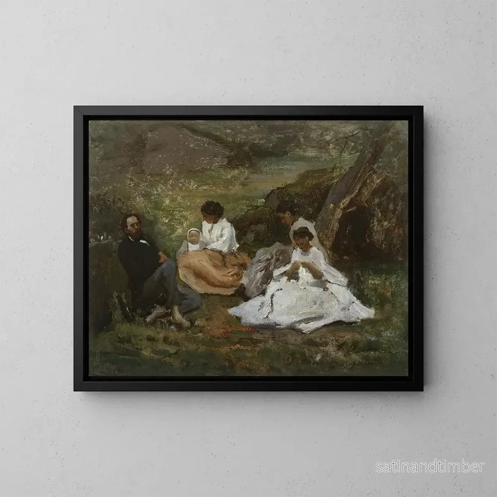 Reproduktion av målningen av familjesamling i Bourron-Marlotte - Jules Breton