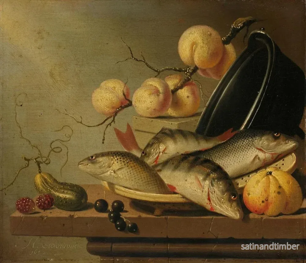 Reproduktion av målningen av naturtavla med fisk och frukt - Harmen Steenwijck - Bild 2