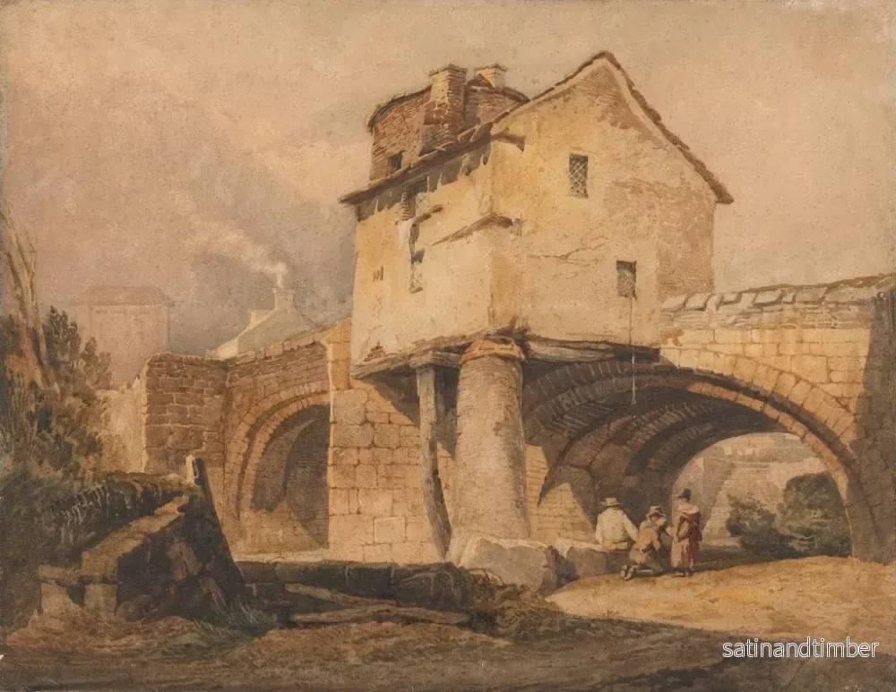 Reproduktion av målningen Le pont de Monnow à Monmouthshire - Samuel Prout - Bild 2