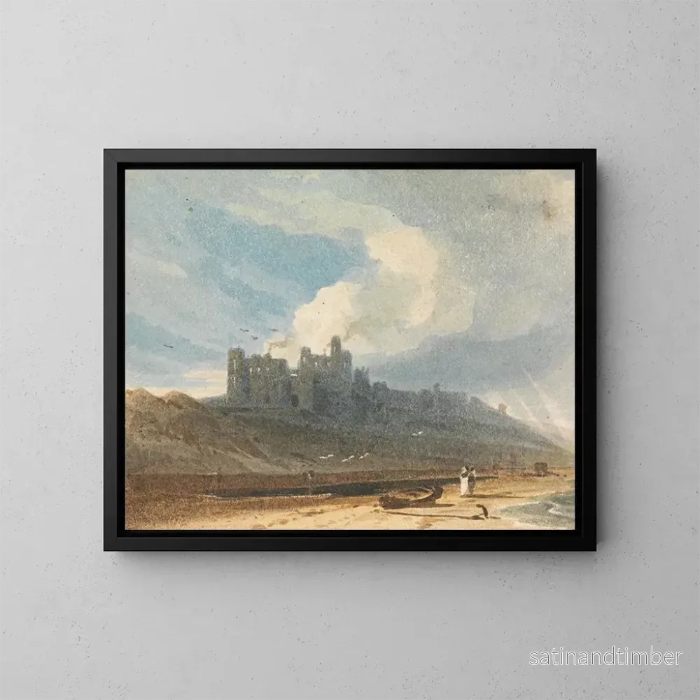 Reproduktion av målningen Château de Bamburgh, Northumberland – John Varley Reproduktion av målningen Château de Bamburgh, Northumberland – John Varley