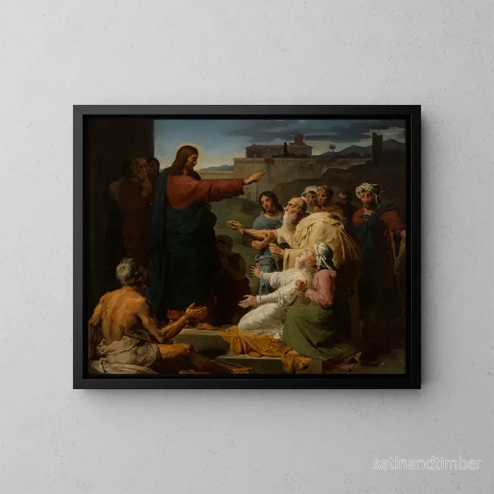 Reproduktion av målningen av Jesus som botar blinda och lame - François-Louis Dejuinne