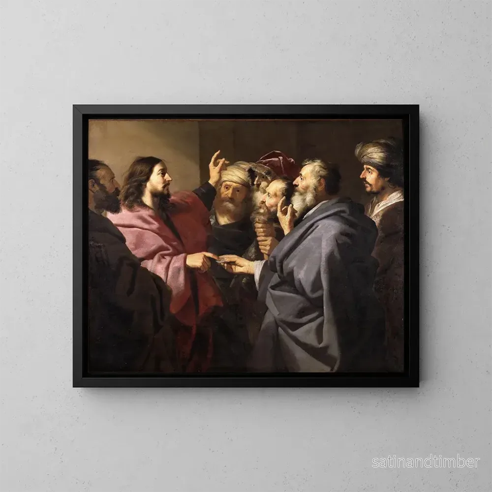 Reproduktion av målningen L'Offrande à la monnaie - Jacob Adriaensz Backer