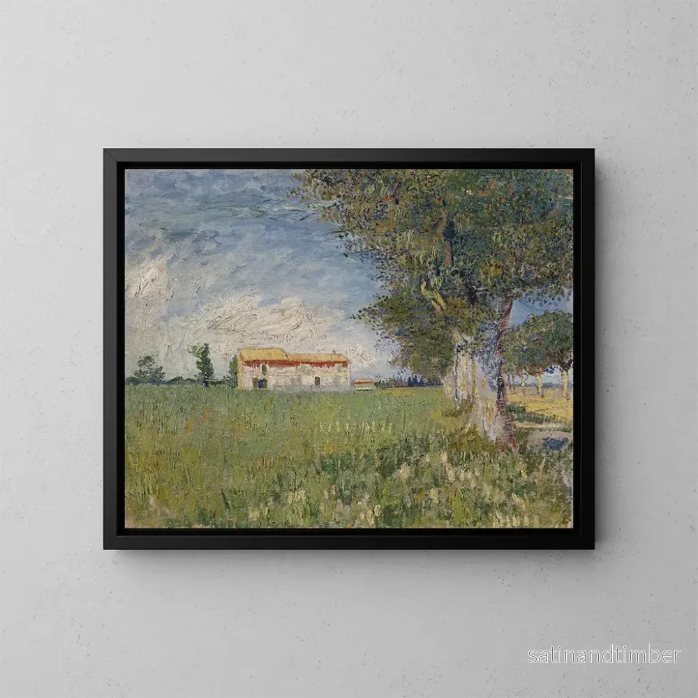 Reproduktion av målningen av en gård i ett vetefält - Vincent van Gogh