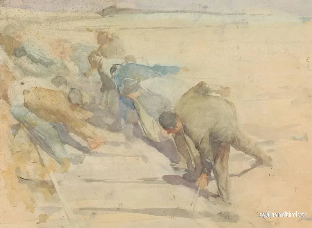 Reproduktion av målningen arbetare som demonterar räls - Pieter Josselin de Jong - Bild 2