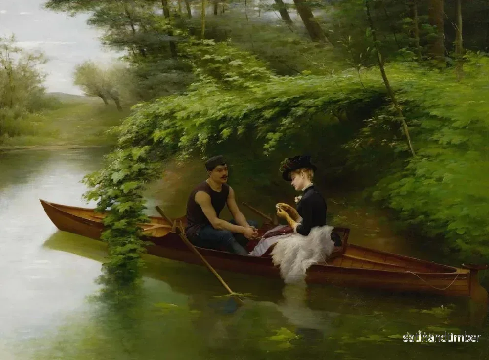 Reproduktion av målningen La Sortie en bateau - Jules Scalbert - Bild 2