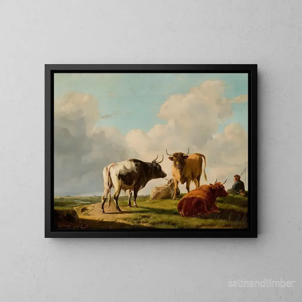 Reproduktion av målningen Vaches dans le pré - Eugène Joseph Verboeckhoven