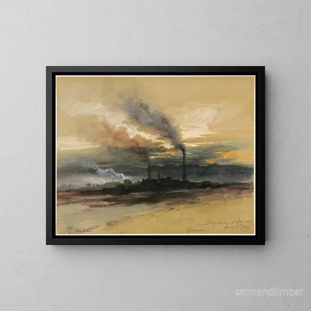Reproduktion av målningen Fonderie i Denver - Thomas Moran