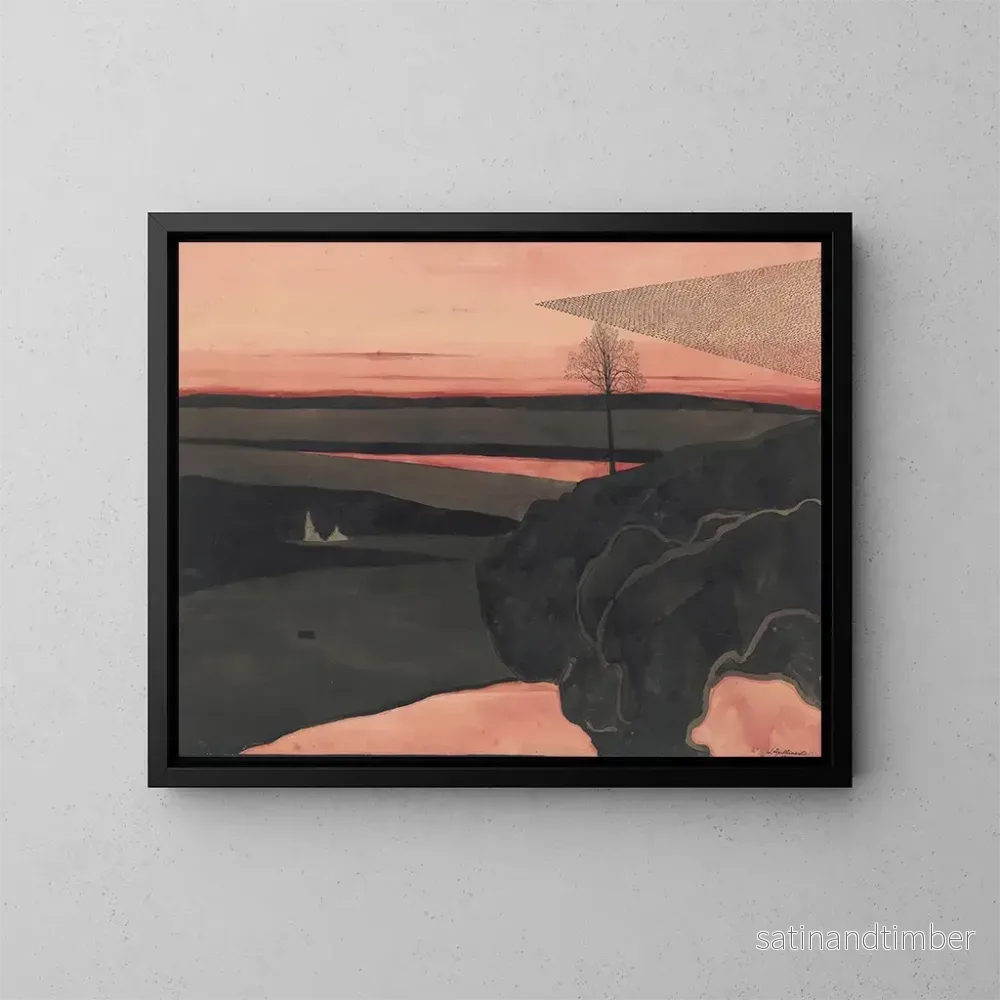 Reproduktion av målningen Landskap under en skymningsröd med flyttfåglar - Léon Spilliaert