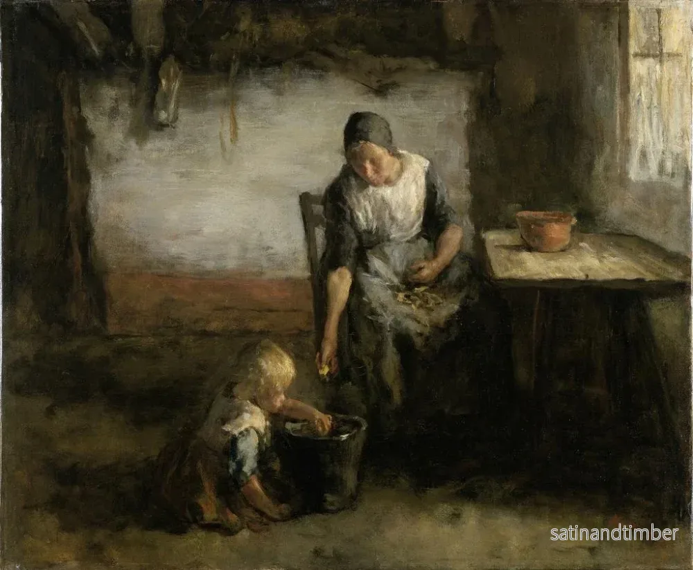 Reproduktion av målningen av en kvinna som skalar potatis - Jacob Simon Hendrik Kever - Bild 2