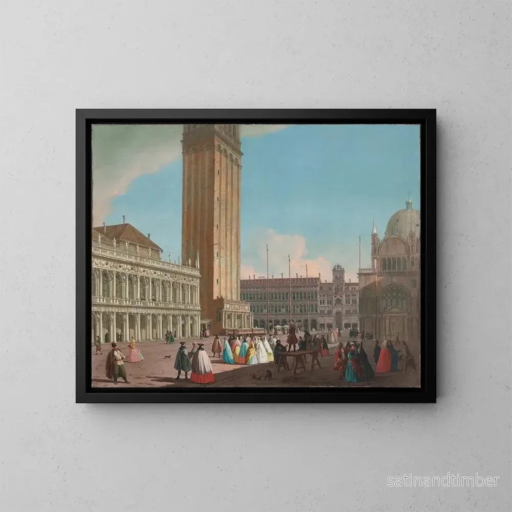 Reproduktion av målningen Venise, Piazzetta sett mot nordväst med Campanile, biblioteket, Procuratie Vecchie och Torre dell’Orologio – Johann Richter Reproduktion av målningen Venise, Piazzetta sett mot nordväst med Campanile, biblioteket, Procuratie Vecchie och Torre dell’Orologio – Johann Richter