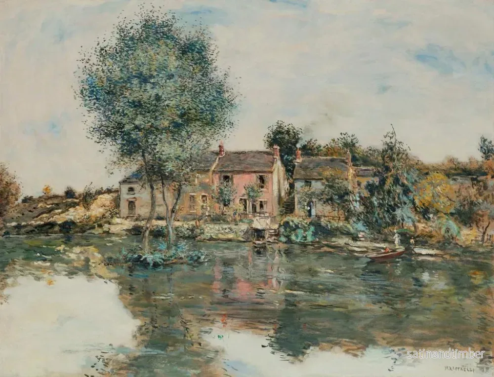 Reproduktion av målningen La Maison Rose au Bord de l'Oise - Jean François Raffaëlli - Bild 2