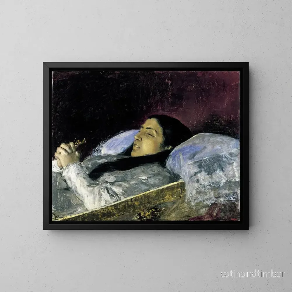 Reproduktion av målningen Mademoiselle Del Castillo sur son lit de mort - Mariano Fortuny Marsal