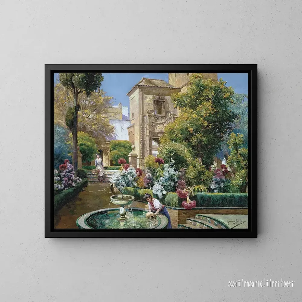 Reproduktion av målningen Les jardins de l’Alcazar de Séville – Manuel García y Rodríguez Reproduktion av målningen Les jardins de l’Alcazar de Séville – Manuel García y Rodríguez