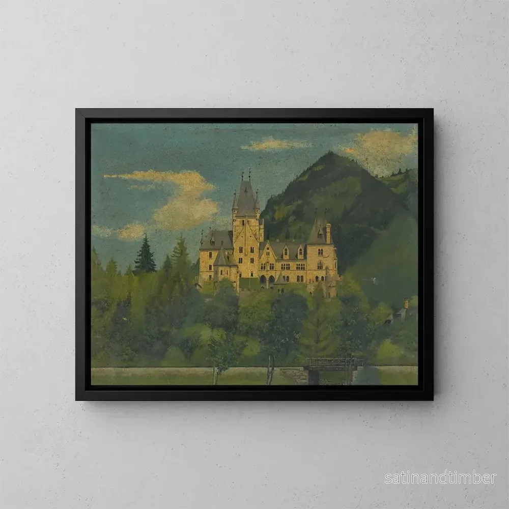 Reproduktion av målningen av Château de Fischhorn nära Zell am See – Lorenz Duregger