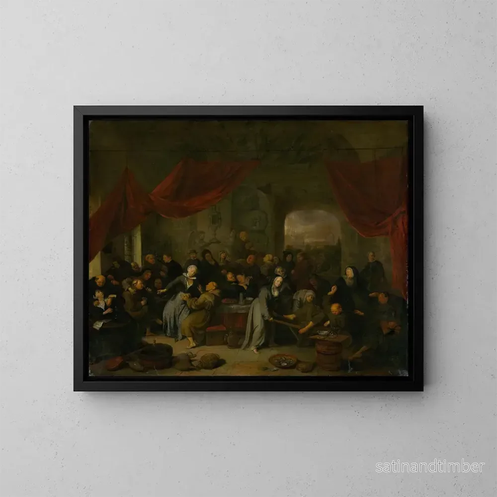 Reproduktion av målningen av munkarnas nöje i ett romerskt kloster - Richard Brakenburgh