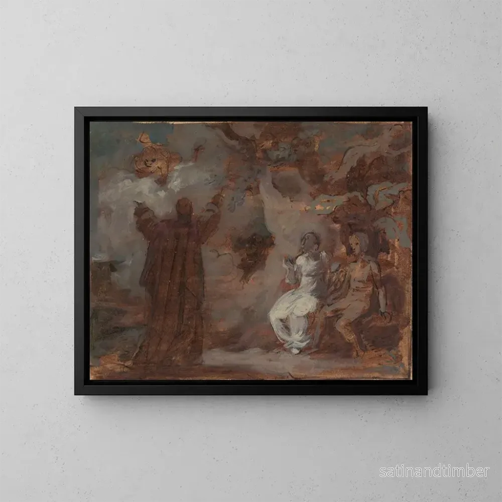 Reproduktion av målningen Prospero som åkallar en mask för Ferdinand och Miranda - Robert Smirke