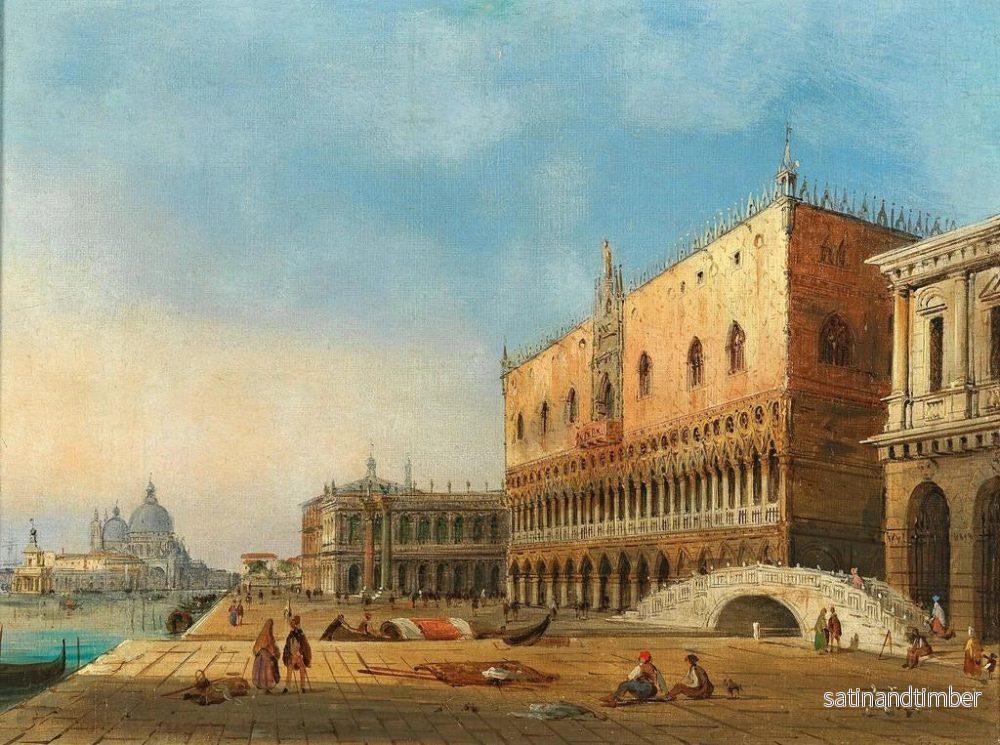 Reproduktion av målningen Venedig, vy över bukten vid San Marco och Dogepalatset med Santa Maria della Salute i bakgrunden - Carlo Grubacs - Bild 2