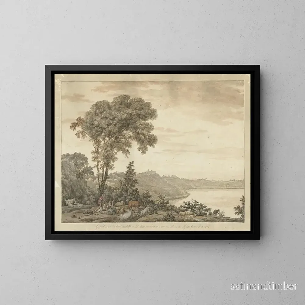 Reproduktion av målningen Vue de Castel Gandolfo et du lac d’Albano – Jean Grandjean Reproduktion av målningen Vue de Castel Gandolfo et du lac d’Albano – Jean Grandjean