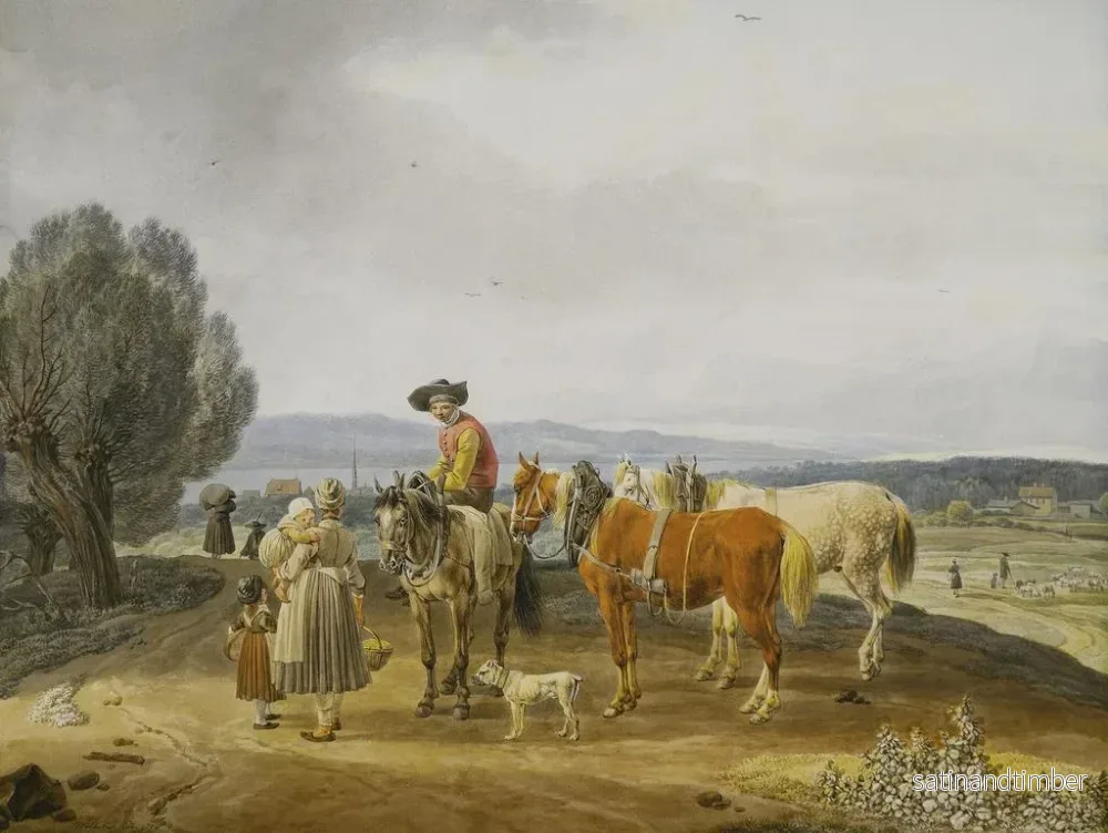 Reproduktion av målningen Rencontre sur la route de campagne - Wilhelm von Kobell - Bild 2