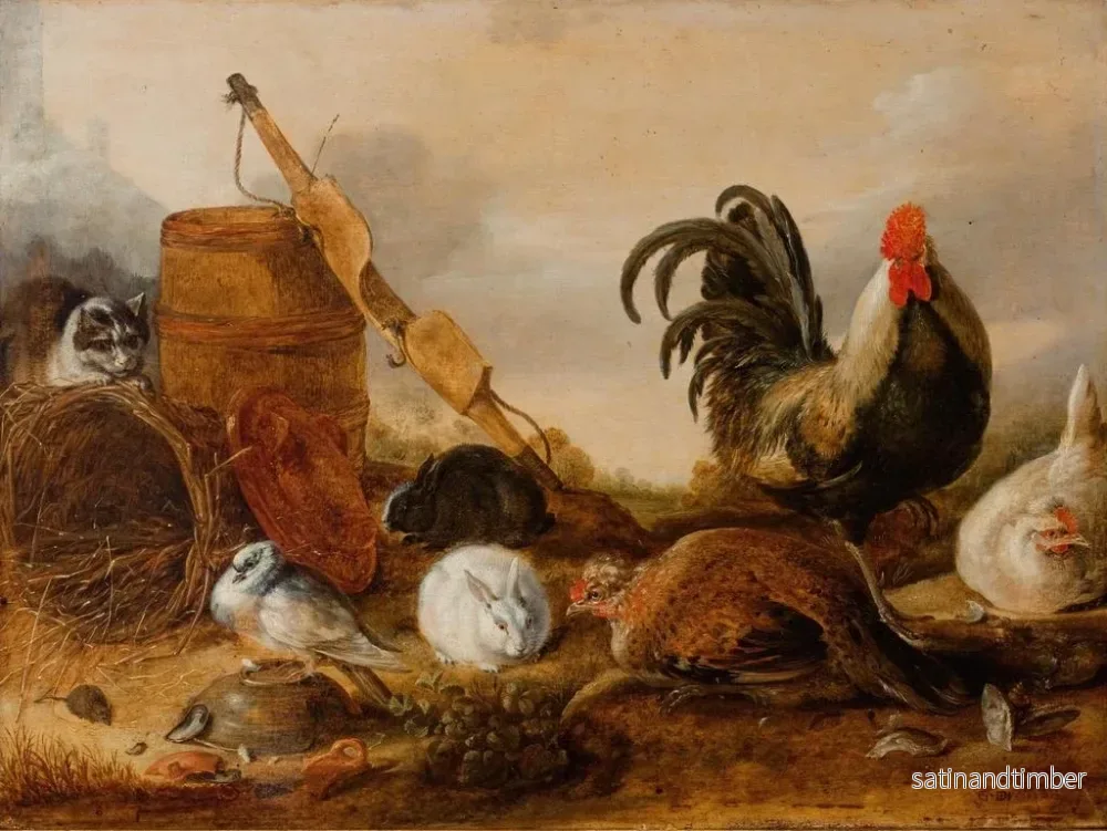 Reproduktion av målningen av djur i gården - Gijsbert Gillisz de Hondecoeter - Bild 2