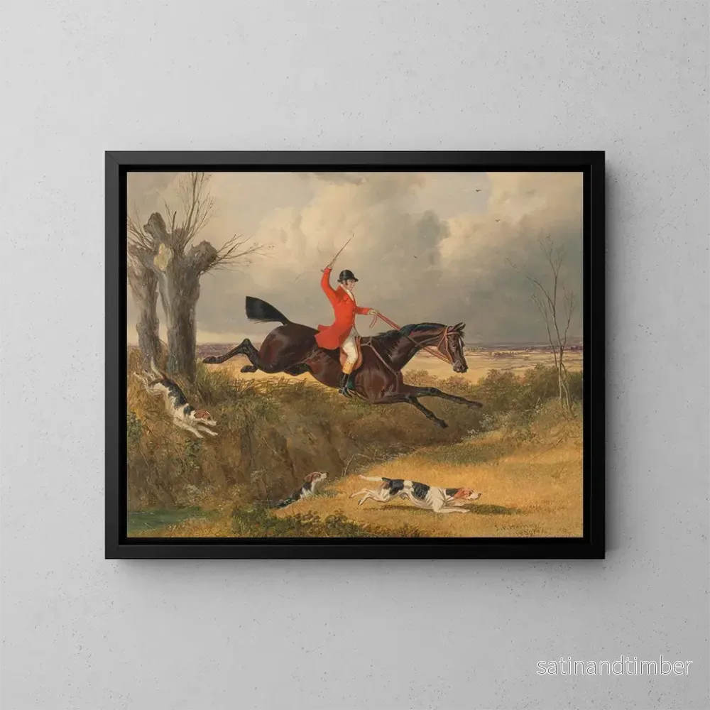 Reproduktion av målningen Jakt med hundar över en vallgrav - John Frederick Herring den äldre