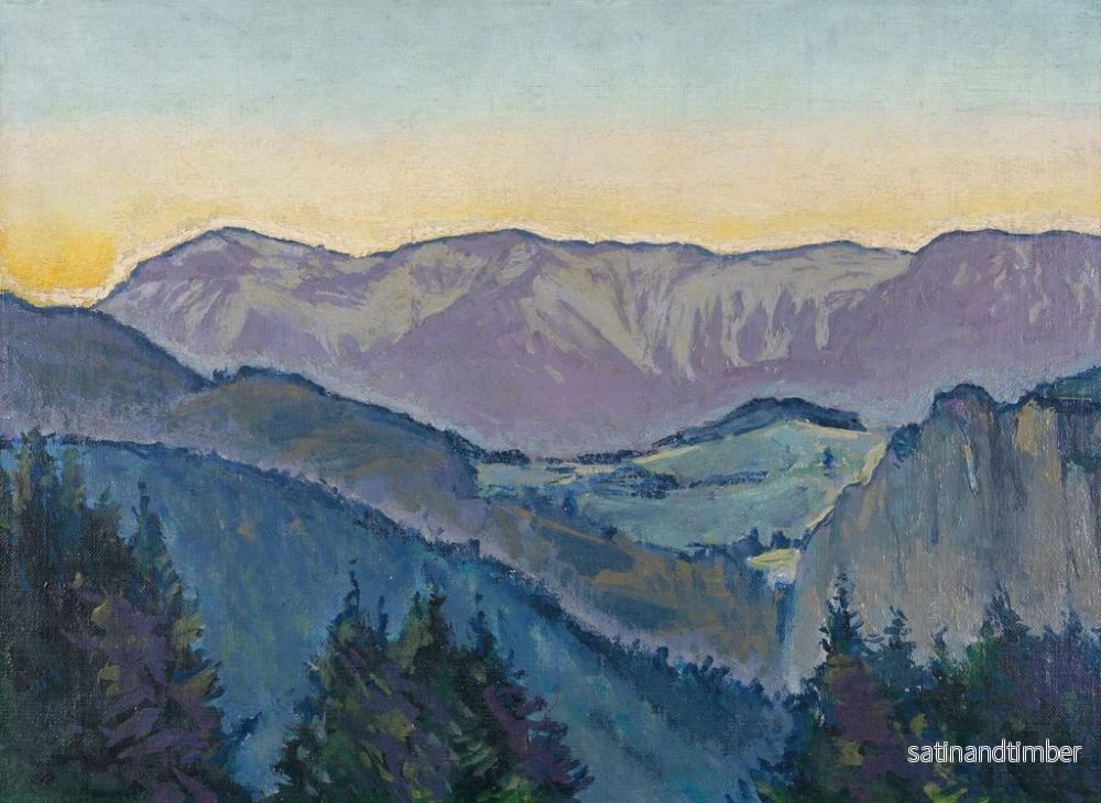 Reproduktion av målningen Vy över Rax från Mautner von Markhof-villan vid skymningen - Koloman Moser - Bild 2