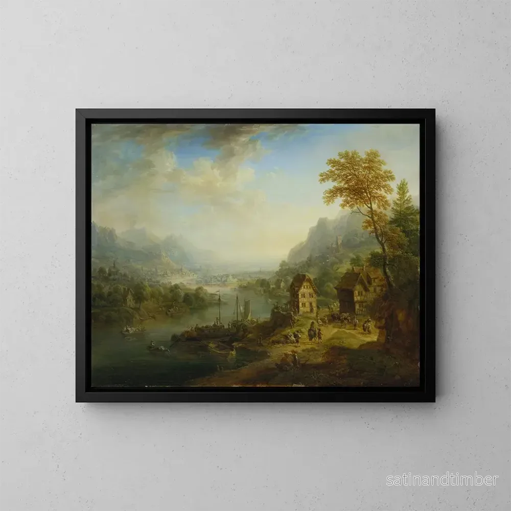 Reproduktion av målningen Landskap med flod – Christian Georg Schütz den Äldre Reproduktion av målningen Landskap med flod – Christian Georg Schütz den Äldre