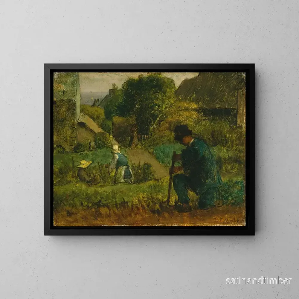 Reproduktion av målningen Trädgårdsscen - Jean-François Millet