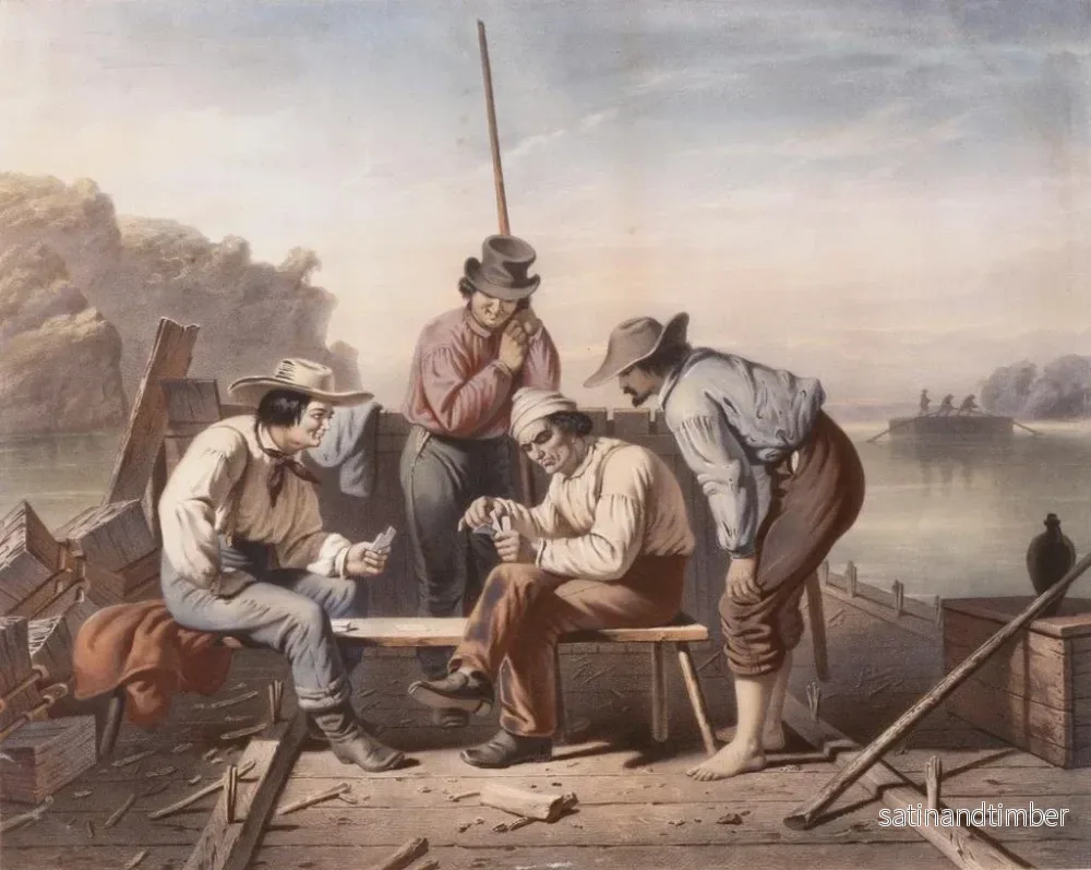 Reproduktion av målningen av Mississippi-flottarna i förvirring, män som spelar kort - Claude Regnier - Bild 2