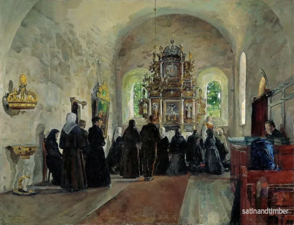 Reproduktion av målningen La Sainte Communion célébrée dans l'église de Stange - Harriet Backer - Bild 2