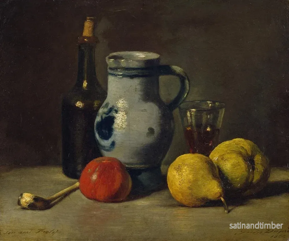 Reproduktion av målningen av stilleben med en grå kruka - Jules Dupré - Bild 2