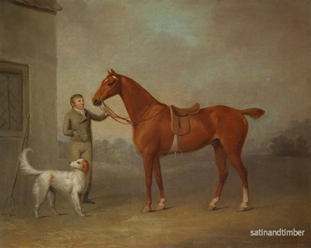 Reproduktion av målningen Le chasseur de marrons de M. Yarburgh, Robin des Bois, tenu par un palefrenier avec un chien dans un paysage - George Haigh - Bild 2