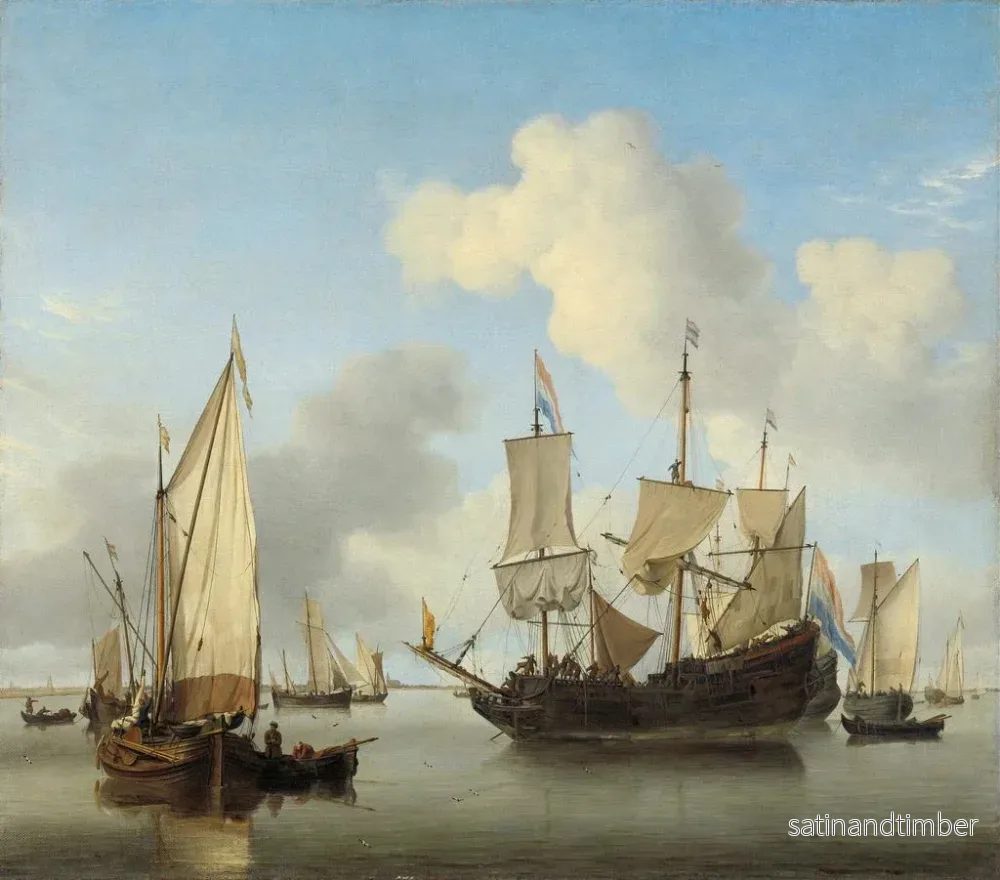 Reproduktion av målningen Båtar vid ankare på kusten - Willem van de Velde den yngre - Bild 2