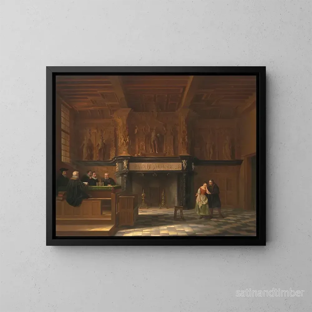 Reproduktion av målningen La salle d’audience du Burg t Vrije à Bruges – François Joseph Corneille Haselaer Reproduktion av målningen La salle d’audience du Burg t Vrije à Bruges – François Joseph Corneille Haselaer