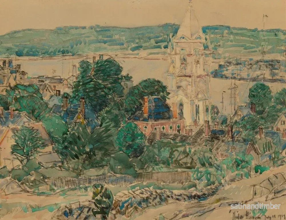 Reproduktion av målningen Studie för beklädnaden av den första baptistkyrkan i Gloucester - Childe Hassam - Bild 2