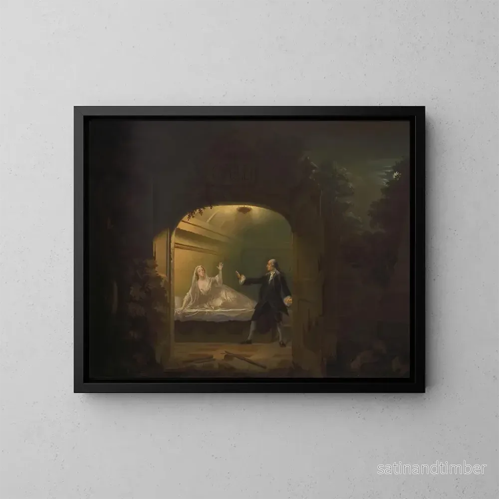 Reproduktion av målningen V David Garrick och George Anne Bellamy i Roméo och Juliette, Akt V, Scen III – Benjamin Wilson Reproduktion av målningen V David Garrick och George Anne Bellamy i Roméo och Juliette, Akt V, Scen III – Benjamin Wilson