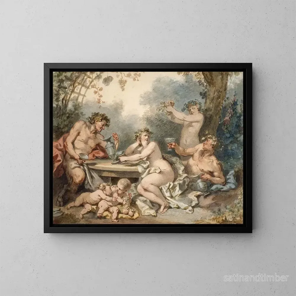 Reproduktion av målningen Nymf och faun - Jacques-Philippe Caresme