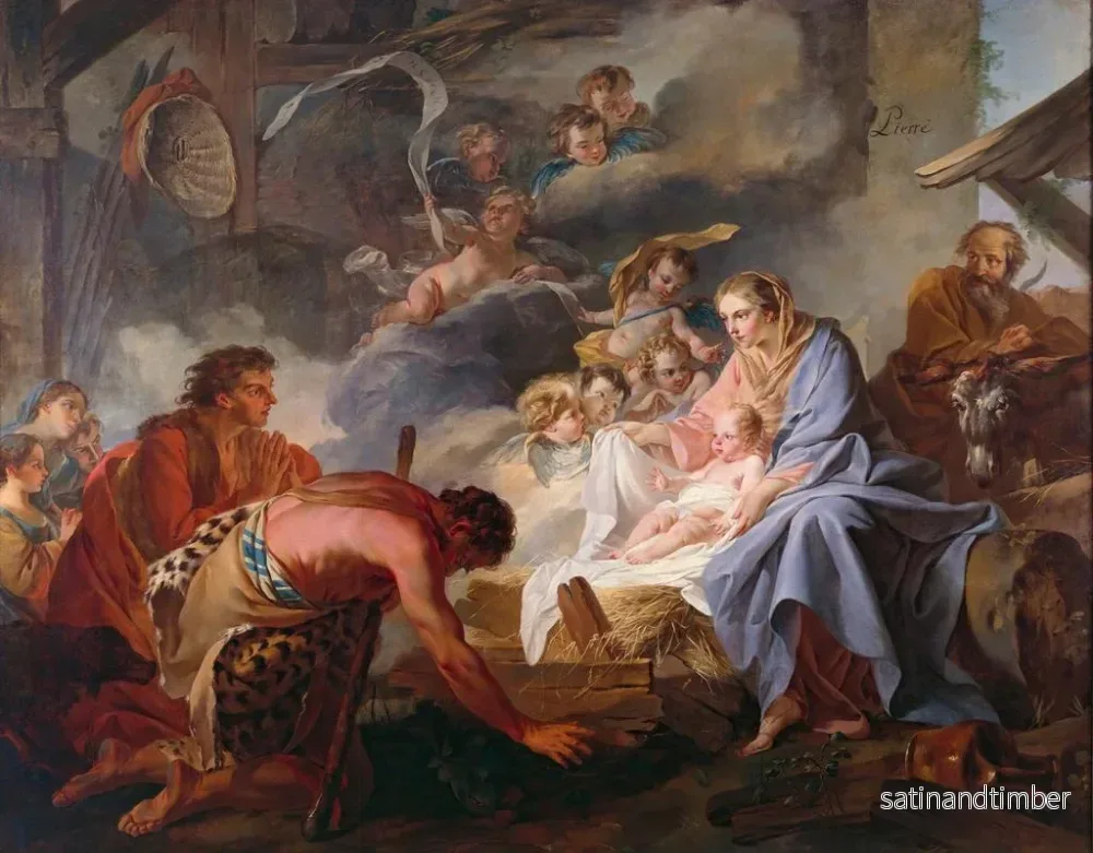 Reproduktion av målningen L'Adoration des bergers - Jean Baptiste Marie Pierre - Bild 2