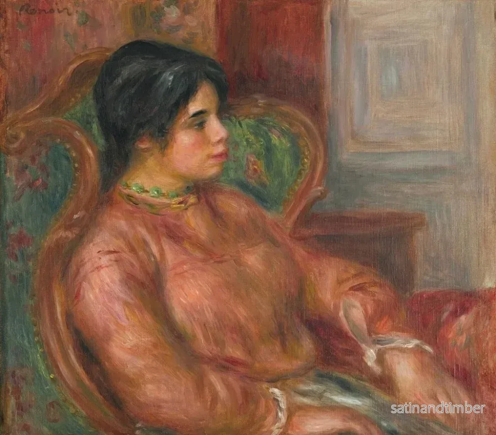 Reproduktion av målningen kvinna vid fåtölj grön - Pierre-Auguste Renoir - Bild 2