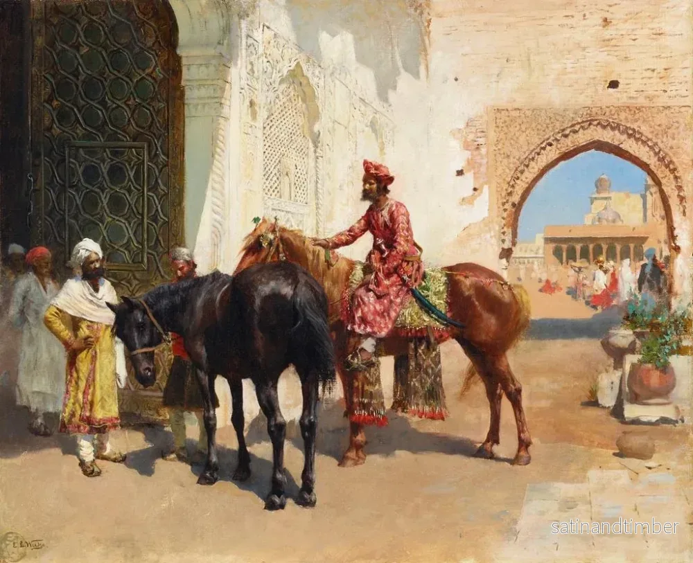 Reproduktion av målningen Vendeur de chevaux persans à Bombay - Edwin Lord Weeks - Bild 2