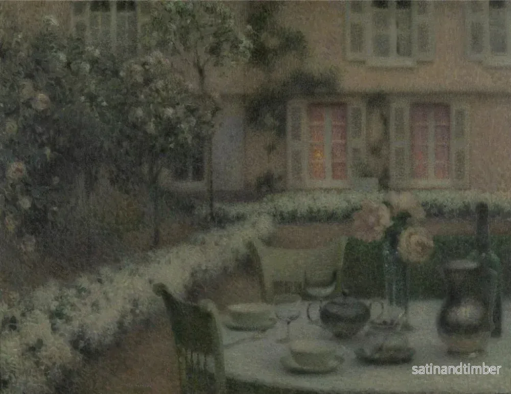 Reproduktion av målningen La bordet i den vita trädgården i Gerberoy - Henri Le Sidaner - Bild 2