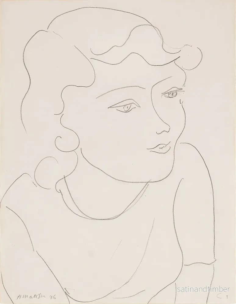 Reproduction du dessin Buste de jeune femme tournée à droite – Henri Matisse Reproduction du dessin Buste de jeune femme tournée à droite – Henri Matisse