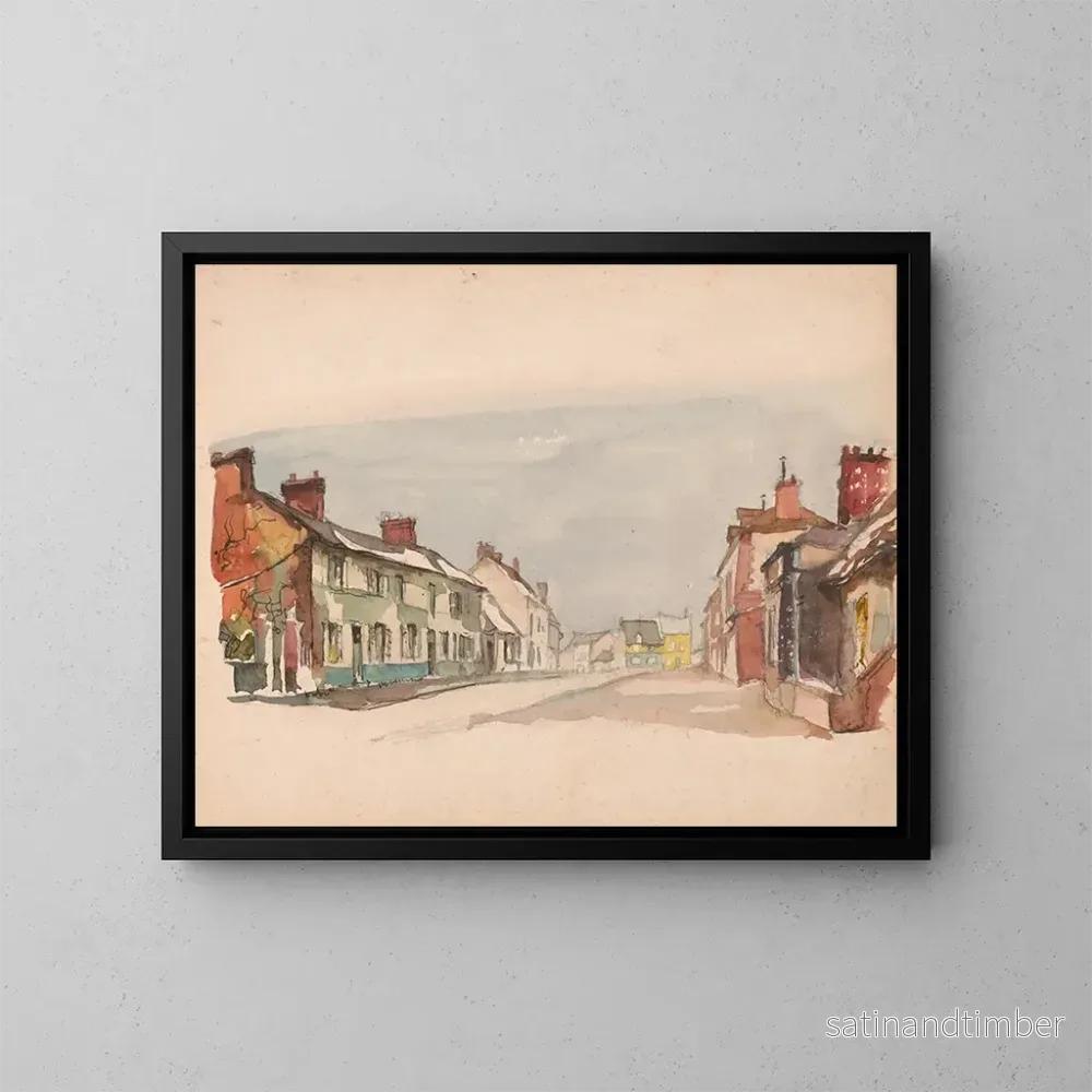 Reproduktion av målningen Rue à Beauvais, kall söndag - Victor Alfred Lundy