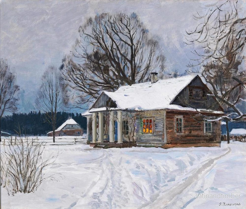 Reproduktion av målningen En landsbygdshus vid skymningen på vintern - Stanislav Yulianovich Zhukovsky - Bild 2